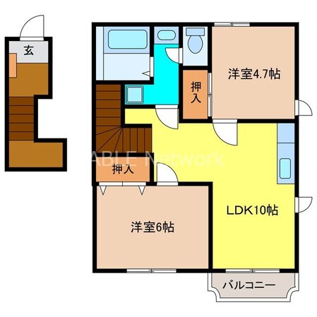 プリムローズ壱番館の物件間取画像